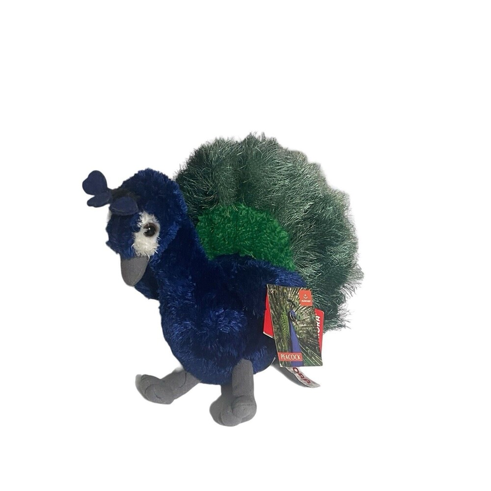 Aurora World Peacock Bird Plush Toy Stuffed Animal Blue 11"